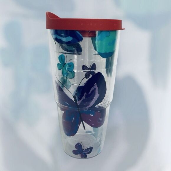 tervis Other - TERVIS Tumbler Purple Butterflies 24oz Dishwasher Safe With Lid Hot Or Cold Cup